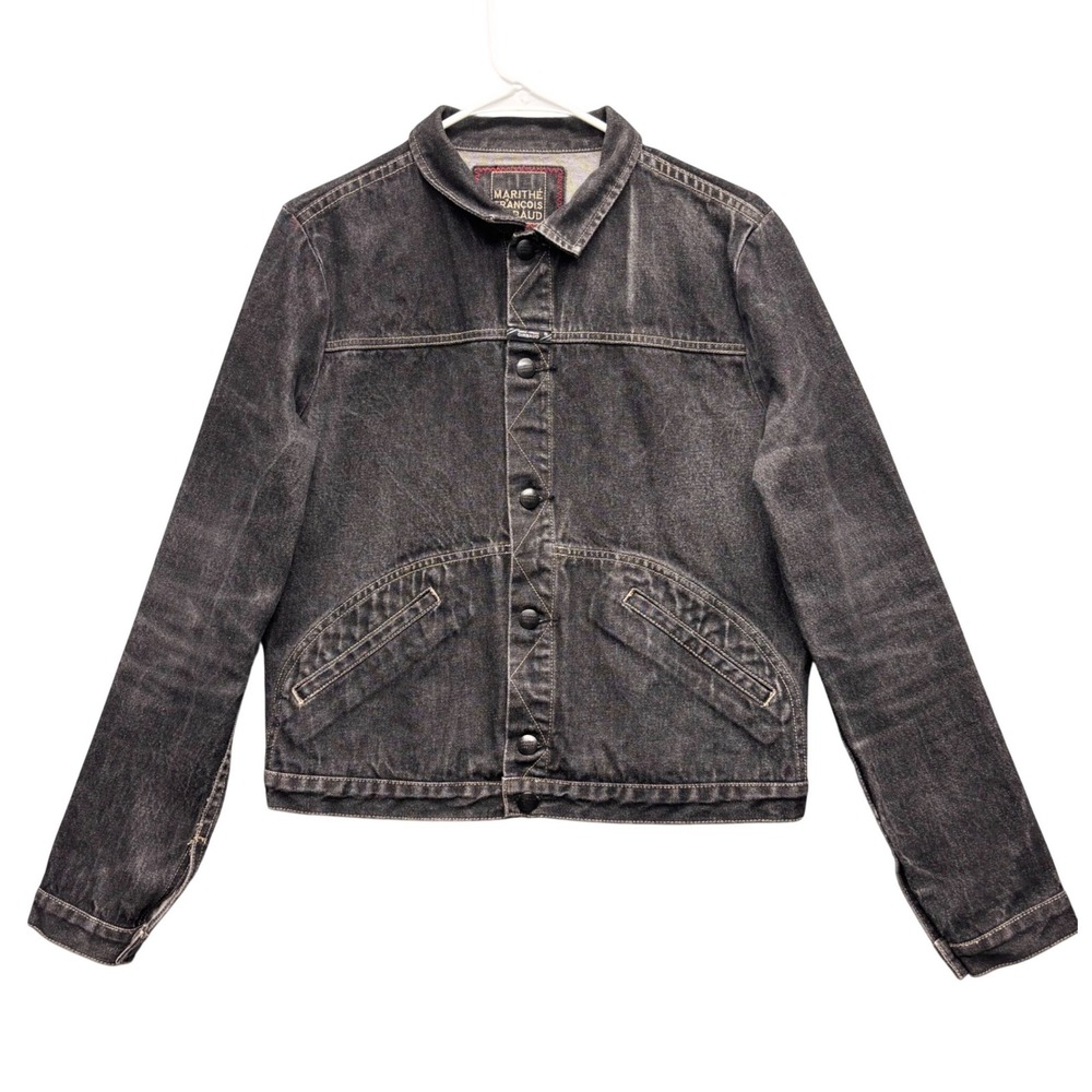 Vintage Marithe Francois Girbaud Womens XL Denim Jacket Faded Black 90s Y2K